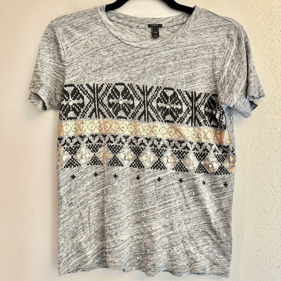 J. Crew Tops - J Crew T-shirt Short Sleeve‎ Tee Grey Metallic Dots Women's XXS